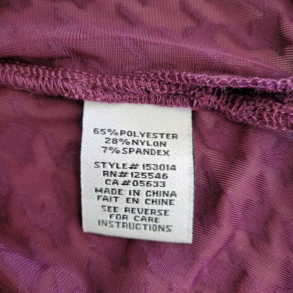 LIV by Habitat Clothes Burgundy Velvet Mesh Houndstooth Sheer Cowl Top Size M - Picture 11 of 14